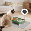 Elevated Cat Bowl with Food Mat, Raised Cat Food and Water Bowl Set for Indoor Cats, Splash Proof with 2 Stainless Steel Pet Food Bowls for Cats and Puppies,Whisker Fatigue and Dishwasher Safe (Green)