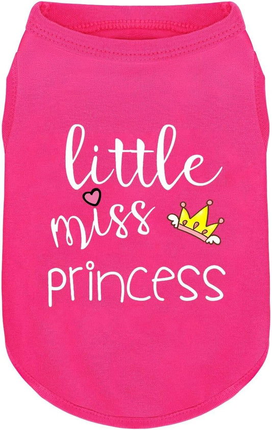 Pink Cotton Dog Shirt with 'Little Miss Princess' Print, Soft & Breathable Pet Apparel for Small to Large Dogs, All-Seas