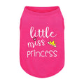 Pink Cotton Dog Shirt with 'Little Miss Princess' Print, Soft & Breathable Pet Apparel for Small to Large Dogs, All-Season Sleeveless Vest, Cute and Comfortable Dog Outfit.Pink Crown XS