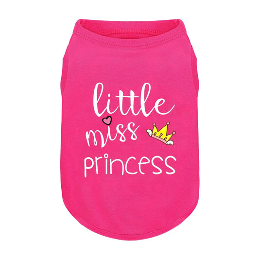 Pink Cotton Dog Shirt with 'Little Miss Princess' Print, Soft & Breathable Pet Apparel for Small to Large Dogs, All-Season Sleeveless Vest, Cute and Comfortable Dog Outfit.Pink Crown XS