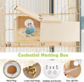 PINVNBY Nesting Box for Birds,Wooden Parakeet Nest Box with Detachable Board Transparent Visual Cockatiel House for Budg