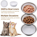200 Pcs Bulk Disposable Cat Bowls Liner, Cat Food Bowls Liners, Small Paper Liners for Small Dogs Cats Dish Bowl