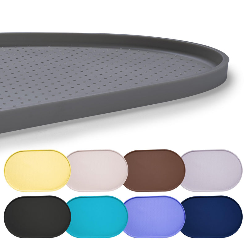 Hubulk 100% Waterproof Silicone Pet Feeding Mat with Raised Edge for Food and Water, Dog Bowl Mats, Cat Bowls Placemat with High Lip Protects Floor for Cats and Dogs (Gray, 19