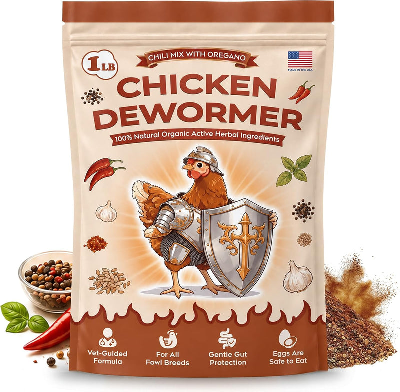 Natural Chicken Dewormer Powder, Chili Mix with Oregano for Poultry Supplement,16OZ