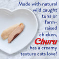 INABA Churu Lickable Grain-Free Purée Cat Treats, 25 Tuna & 25 Chicken