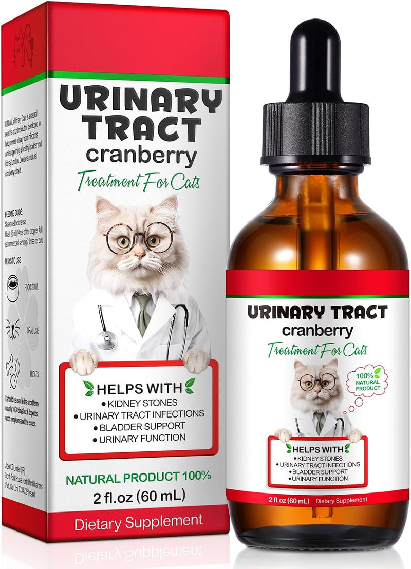 Cat Urinary Tract Infection Treatment, Cat UTI Treatment Drops Supports Bladder, Kidney Stone, Cranberry Kidney Bladder 
