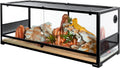 REPTI ZOO Reptile Tempered Glass Extra-Long Terrarium Habitats 48" x 18" x 18" Reptile Amphibians Large Enclosure for Sn