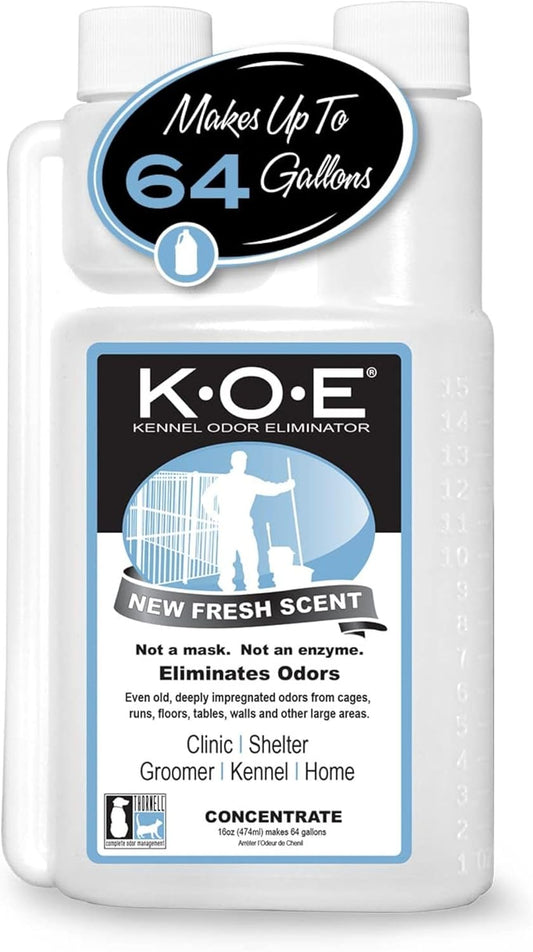 Odorcide K.O.E Kennel Odor Eliminator Concentrate, Fresh Scent, 16 oz - Non-Enzymatic Formula for Cages, Runs, Home and 