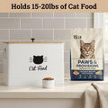 Metal Cat Food Container with Scoop, 15lb (50 Cup) w/ Airtight Bamboo Lid