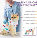 SUNFURA Cat Recovery Suit, Kitten Surgical Full Bodysuit for Abdominal Wound Protector Anti Licking After Surgery, Professional Bandages Cone E-Collar Alternative for Small Male & Female Pets
