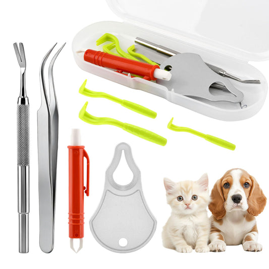 Frinovalt Tick Remover Tool Kit,Tick Tweezers Remover Tool Kit for Dogs Cats Pets,2Pcs Stainless Steel Ticks Tweezers+1 Removal Tick Key,4 Pack Quick & Safe Ticks Removal Tools,Easy to Use