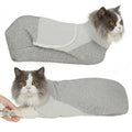 Pawfun Cat Wrap for Cutting Nails, Self-Adhesive Cat Nail Clipping Restraint Bag, Anti-Scratch Cat Grooming Wrap Swaddle for Meds, SubQ Fluids, Ear Cleaning, Teeth Brushing & Vet Visits,Grey,M