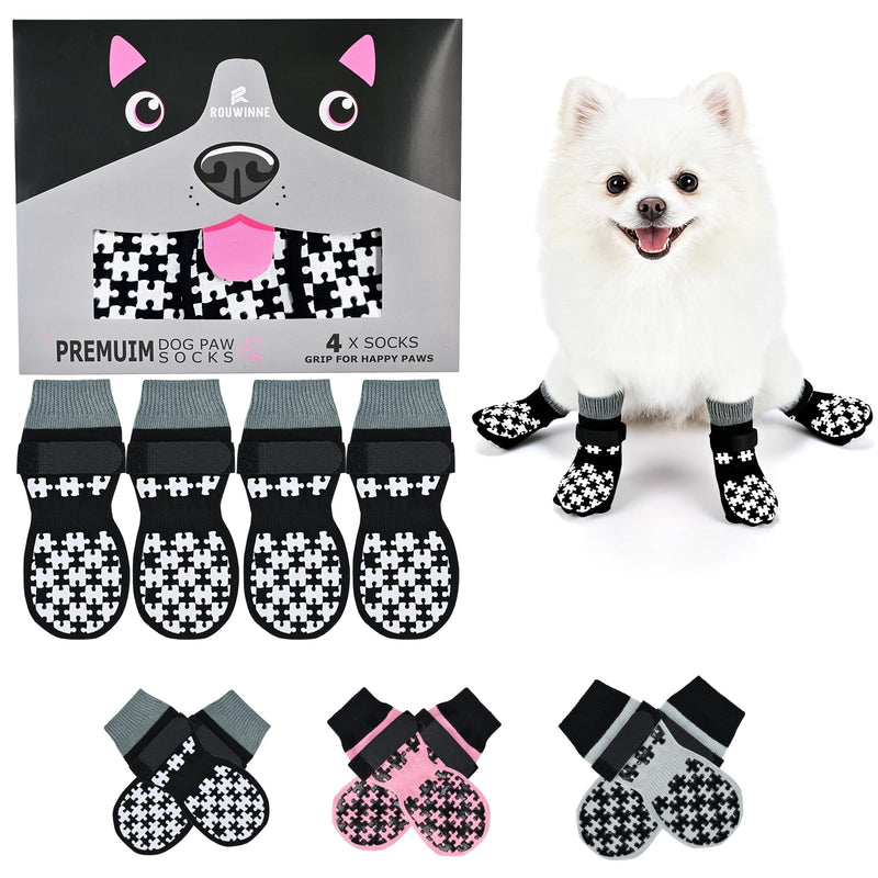 Socks for Dogs to Prevent Licking - Double Side Dog Foot Paw Covers, Dog Socks for Hardwood Floors Anti Slip, No Twist Puppy Booties Dog Grip Socks for Small Medium Large Senior Dogs, Black, XS