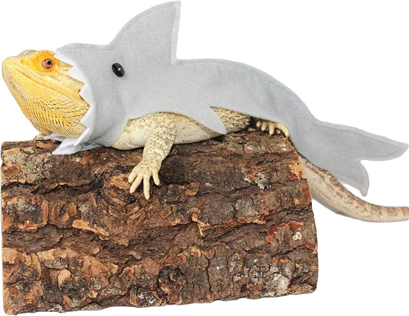 3 Pcs Shark Bearded Dragon Costume Felt Lizard Outfit Halloween Small Animal Clothes Harness for Chameleon Gecko Amphibi