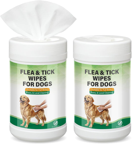 2 Pack Flea & Tick Wipes for Dogs Plant-Based Wipes for Flea and Tick Prevention for Cleaning Dog Kennels and Home Envir