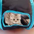Deofun Cat Tunnel Tube Toys，Tunnels for Indoor Cats, S-Shape Blue Collapsible Interactive Toy with Balls for Rabbits, Kittens, Ferrets, Puppy