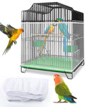 Bissap Bird Cage Seed Catcher, Universal Birdcage Net Nylon Adjustable Elastic Band Stretchy Skirts Mesh Cover for Parrot Cage Seed Guard (Not Include Birdcage)- White