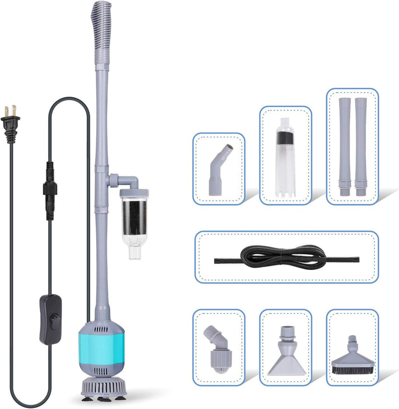 hygger 360GPH Electric Aquarium Gravel Cleaner, 5 in 1 Automatic Fish Tank Cleaning Tool Set Vacuum Water Changer Sand W