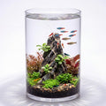 Maxdot 3.2 Gallon Cylindrical Glass Fish Tank, 360° Aquarium for Betta