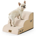COZY KISS Dog Stairs for Small Dogs 13" H, 3-Step Slope Curved Dog Steps for Couch, Chair or Bed, Sturdy Pet Stairs for Puppy, Older Cat, Cat Ladder with High Density Foam, 15.7x20x13 inch, Beige