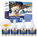 Dog Pheromone Calming Diffuser 4 In 1 Appeasing Pet Pheromones Diffuser to Calm Kit (Plug in+ 3 Pack 48ml Refill) for Anxiety Relief Reduce Barking Aggression Fighting Stress 90 Day Supply(Tasteless)