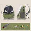 Kreachur Bird Backpack Carrier Travel Cage with Perch, Tray and Breathable Clear Window, Bird Travel Cage for Cockatiel Caique Conure Quaker, for Vetting Camping Hiking (Green)