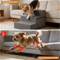 NAPWAYS Dog Stairs for Small Dogs, 13.5" H, 3-Step Pet Steps for Couch Sofa and Chair, Non-Slip Balanced Pet Ramp for Medium Cats,Indoor Dog Ladder, Grey