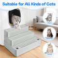 Extra Large 3 Steps Litter Box Ramp, Adjustable Cat Litter Box Step with Filter Function, Easy to Clean Cat Litter Stair