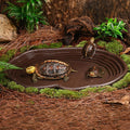 Extra Large Reptile Bathing Pool Reptile Feeding Dish Water Bowl with Ramp Aquarium Ornament for Gecko, Snake, Turtle, B
