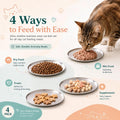 4 Pack Stainless Steel Shallow Cat Bowls，Whisker Safe Cat Plates