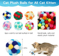 TUSATIY Interactive Cat Ball Toy,6pcs Fuzzy Kitty Balls with Bells,Cat Pom Pom Balls for Kittens to Keep Busy,Colorful C