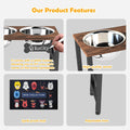 10" Tall Elevated Dog Bowls, Wooden & Metal Raised Dog Bowl Stand with 2 Stainless Steel Bowls-1700ml Capacity & Non-Sli