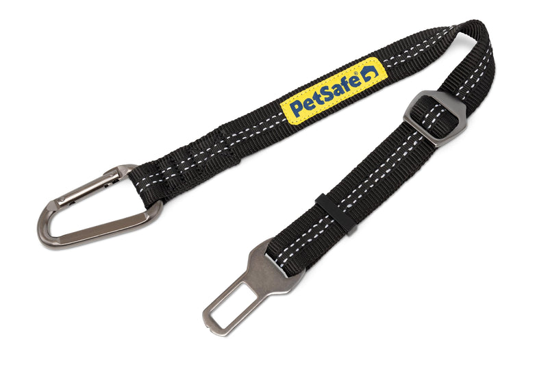 PetSafe Safety Seatbelt Tether Adjustable Dog Seat Belt for Car Works with Any Harness Carabiner Clip, Black - 1 Tether Included