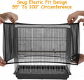 Adjustable Bird Cage Seed Catcher, Black Bird Cage Net Birdcage Cover Skirt Nylon Mesh Netting, Stretchy Birds Cages Gua