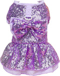Tangpan Sequins Bow-Knot Pet Dance Dress Dog Christmas Party Dress (Purple, L)