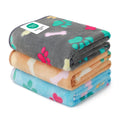 Luciphia 1 Pack 3 Blankets Fluffy Premium Fleece Pet Blanket Flannel Paw Printed Throw for Dog Cat(Small 23x16'', Grey/Brown/Blue)