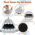 YUEPET Guinea Pig Bed 2 Pack, Warm Guinea Pig Hideouts, Shark & Giraffe