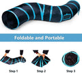 Deofun Cat Tunnel Tube Toys，Tunnels for Indoor Cats, S-Shape Blue Collapsible Interactive Toy with Balls for Rabbits, Kittens, Ferrets, Puppy