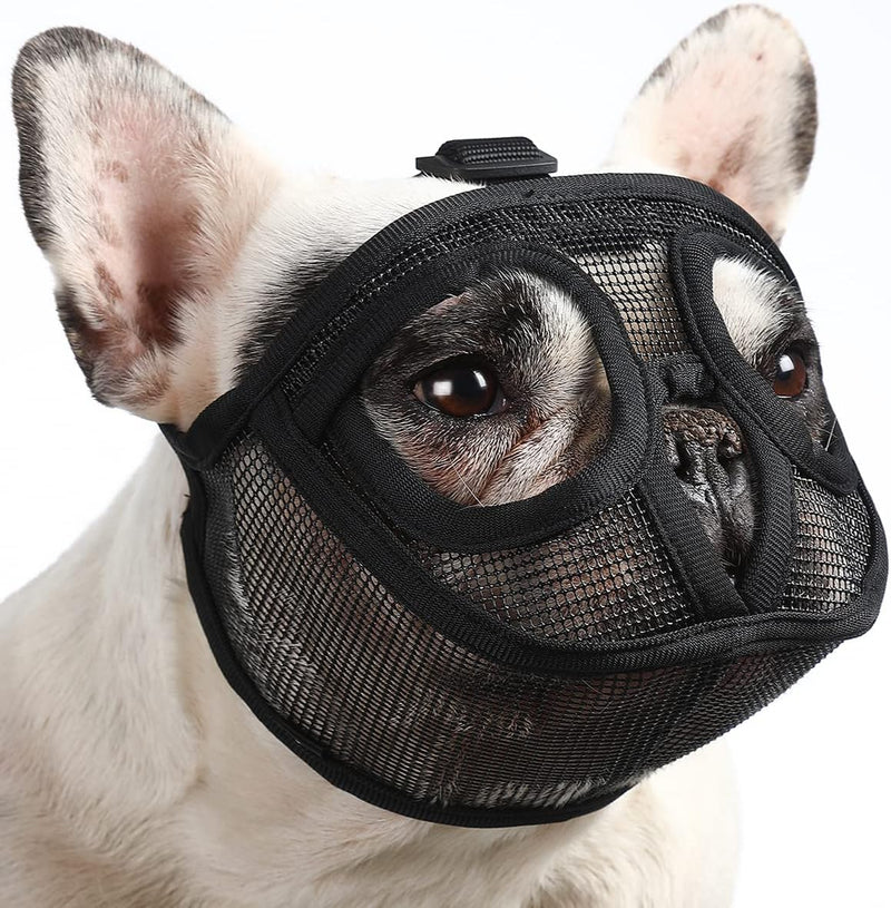 BARKLESS Short Snout Muzzle for French Bulldog, Shih Tzu, Soft Mesh Muzzle
