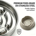 AIPERRO Slow Feeder Dog Bowl Stainless Steel, 2 Cups Metal Non-Slip Dog Food Bowls, Dogs Water Bowl for Small & Medium Sized Dogs, Fun Bloat Stop Pet Bowl for Fast Eaters, Slows Down Pets Eating