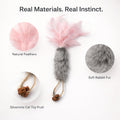 ZAYLUMO 3 Pack Rabbit Fur Catnip Toys with Feathers – Interactive Carrot Cat Toys with Galls Fruit for Indoor Cats and Kittens