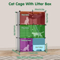 Cat Cage with Litter Box Hammock Ladders, 3-Tier DIY Indoor Kitten Cage