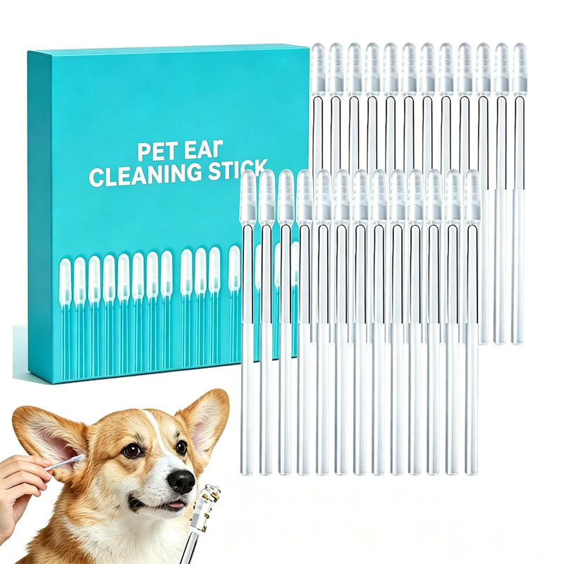 HAYLILUYOO 48 Pcs Pet Ear Cleaning Stick, Adhesive Ear Cleaning Tools for Dog and Cat, Sticky Resin Head, Gentle Safety Pets Earwax Removal Tools