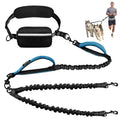Uppetly Hands Free 2 Dog Running Leash with Waist Belt, Dual Handle Elastic Bungees Retractable Rope for Medium and Large Dogs, Reflective Stitches for Walking Hiking Biking (Large Blue, 25-120lb)