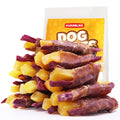 KUADELRO Dog Treats Duck Wrapped Double Sweet Potato, High Protein Duck Jerky Training Treats Low Fat Dog Snacks Soft Healthy Chews for Small Medium Large Breed 10.54oz