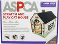 ASPCA Cardboard Cat House Hideaway Playhouse with Cat Scratcher Scratching Pad 19" L x 13" W x 17" H