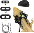 Bearded Dragon Leash Harness Set with Wings and a Hat, Reptile Leash Collar for Lizard, and Other Small Animal Pets, Out