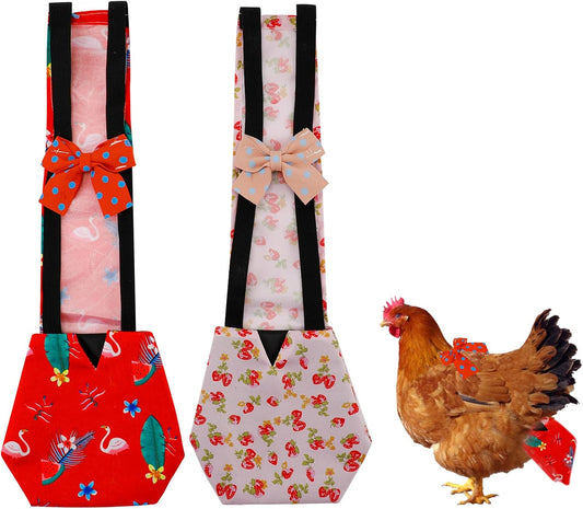 2 Pcs Chicken Diapers, Washable Poultry Pet Diapers for Hens & Ducks