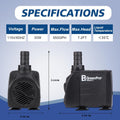 550GPH Submersible Water Pump(2000L/H 30W), Adjustable Ultra Quiet Fountain Pump with 4 Nozzles 7.2ft High Lift for Aqua