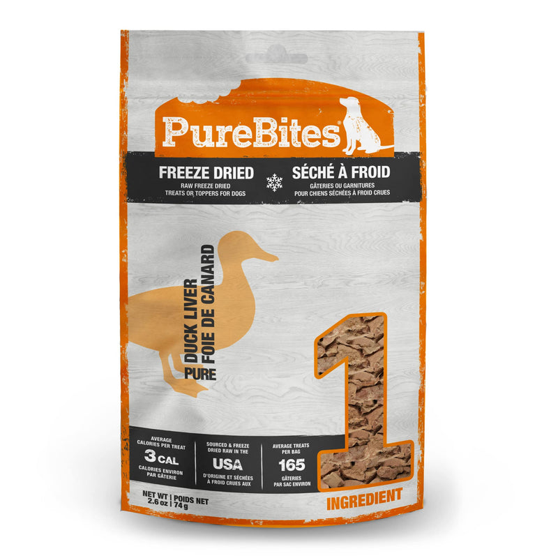 PureBites Duck Liver Freeze Dried Dog Treats, 1 Ingredient, Made in USA, 2.61oz